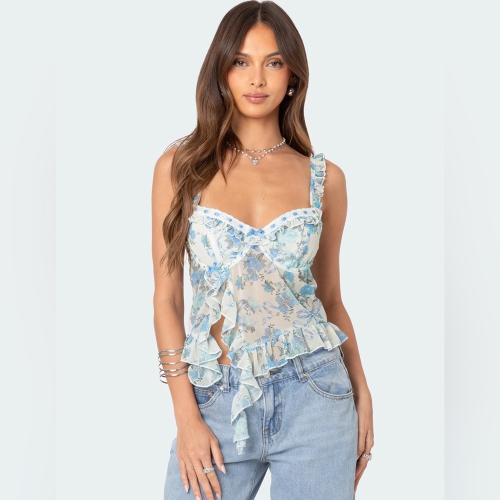 NWT Edikted cascade ruffled bra top